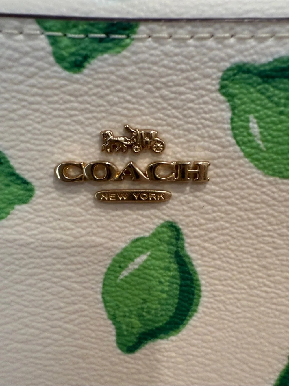 Coach Lime Print Crossbody Camera Bag White Leather Adjustable Strap NWOT